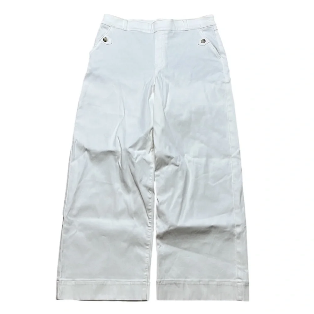 SPANX White Stretch Slimming Casual Twill Cropped Wide Leg Pant Size X-Large NWT